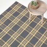 Homescapes - tapis en laine � imprim� tartan jaune et gris - douglas - 70 x 120 cm