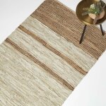 Homescapes - tapis marron en cuir recycl� � rayures, 90 x 150 cm