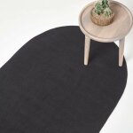 Homescapes tapis ovale tiss� � plat en coton noir, 60 x 90 cm