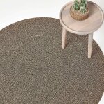 Homescapes - tapis rond tiss  plat en coton mlang beige et noir, 150 cm