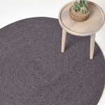 Homescapes - tapis rond tiss� � plat en coton m�lange gris et noir, 120 cm