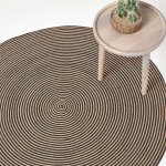 Homescapes - tapis rond tiss� � plat en coton spirale beige et noir, 200 cm