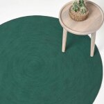 Homescapes - tapis rond tiss� � plat en coton vert anglais, 120 cm