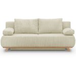 Homifab - canap� convertible 3 places avec coffre de rangement en velours c�tel� beige - laria