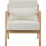 Homifab - fauteuil en bois et velours côtelé beige - lanna Homifab - fauteuil en bois et velours côtelé beige - lanna