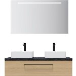Homifab - meuble de salle de bain suspendu 2 vasques à poser 120cm 1 tiroir chêne clair + miroir - glasgow ... Homifab - meuble de salle de bain suspendu 2 vasques à poser 120cm 1 tiroir chêne clair + miroir - glasgow ...