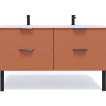 Homifab - meuble de salle de bain suspendu double vasque int�gr�e 140cm 4 tiroirs terracotta - soho