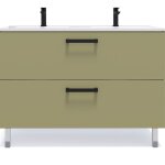Homifab - meuble de salle de bain suspendu avec pieds double vasque int�gr�e 120cm 2 tiroirs vert olive ...