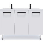 Homifab - meuble de salle de bain suspendu avec pieds double vasque int�gr�e 120cm 3 portes blanc - chelsea ...