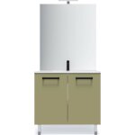 Homifab - meuble de salle de bain suspendu avec pieds vasque intégrée 90cm 2 portes vert olive + miroir ... Homifab - meuble de salle de bain suspendu avec pieds vasque intégrée 90cm 2 portes vert olive + miroir ...