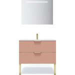 Homifab - meuble de salle de bain suspendu vasque intégrée 90cm 2 tiroirs abricot + miroir - venice Homifab - meuble de salle de bain suspendu vasque intégrée 90cm 2 tiroirs abricot + miroir - venice