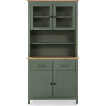 Vaisselier 4 portes 2 tiroirs en bois massif vert l90xh180 cm - ida