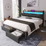 Hommoo - lit adulte lit double 160 x 200 cm avec fonction de chargement usb type c et tiroirs, tête de ... Hommoo - lit adulte lit double 160 x 200 cm avec fonction de chargement usb type c et tiroirs, tête de ...