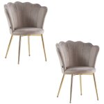 Homy france - lot de 2 chaises nymphea gold assise velours moka