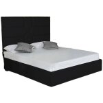 Homy france - lit 2 places 160x200 cmmark similicuir noir avec sommier int�gr�