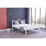 Homy france - lit 2 places m�tal hercule blanc 140x190 + sommier int�gr� - blanc