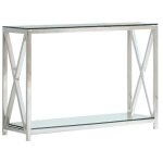 Homy france - table console kensy chrome verre transparent 120x40x78 cm