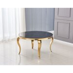 Homy france - table � manger ronde baroque gold blanc ultra 130x75 cm
