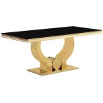 Homy france - table a manger trofy gold verre noir 150x90x75cm