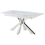 Homy france - table repas extensible 160 / 200 cm bianca chrome c�ramique noir marbr�