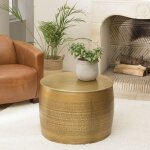 Macabane - honore - table basse alu 60x60cm couleur laiton pied motifs arabesques