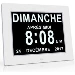Horloge calendrier - alarme - auto dimming pour les personnes �g�es / les enfants - blanc