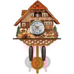 Horloge coucou en bois avec dcoration d'horloge murale pendule pour salon chambre caf restaurant hotel, ...