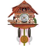 Horloge coucou en bois avec dcoration d'horloge murale pendule pour salon chambre caf restaurant hotel, ...