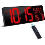 Horloge digitale avec t�l�commande, 16, 5'' led horloge murale num�rique, reveil numerique � luminosit� ...