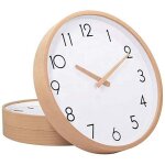 Horloge litt�raire silencieuse en bois massif, design simple, horloge nordique en bois, horloge murale ...