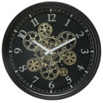 Horloge m�canique noire, m�tal diam�tre 37 cm atmosphera