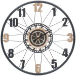 Grande pendule murale en mtal et bois d 65 cm - atmosphera