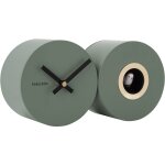 Horloge mural en mtal mat duo cuckoo kaki
