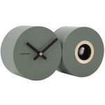 Horloge mural en m�tal mat duo cuckoo kaki