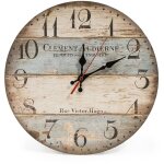 Horloge murale / horloge de cuisine en bois de 12 pouces / 30 cm de style maison de campagne, silencieuse ...