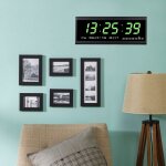 Horloge murale digitale radiocommande grand cran, horloge murale lectronique led thermomtre de salon ...