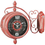 Horloge murale double face type horloge en fer fini rouge antique