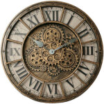 Horloge murale � engrenages vintage industriel ? diam�tre 45 cm ? m�tal et bois ? style rustique ferme ...