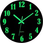 Horloge murale lumineuse silencieuse 30cm mdf pendule murale fluorescente veilleuse nuit grande horloge ...