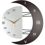 Horloge murale analogique silencieuse en bois haute densit� ? cadran noir avec chiffres romains ? mouvement ...