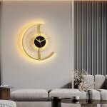 Horloge murale moderne en acrylique dor� ? �clairage led dimmable ? 40 x 35 x 4 cm ? design minimaliste ...
