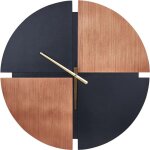Beliani - horloge murale moderne ronde 60 cm en mdf noir et bois clair � piles aa aramon