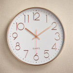 Horloge murale ronde, 30 cm, petite pendule  accrocher au mur, design classique, piles, blanche