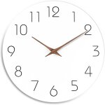 Horloge murale silencieuse en bois de 25, 4 cm, sans tic - tac, fonctionne � piles, en bois blanc, moderne, ...