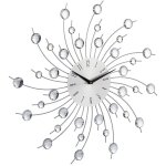 Relaxdays - horloge murale soleil avec perles strass diamant moderne cuisine salon 50 cm, argent