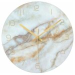 Horloge murale en verre de marbre silencieux pour salon, marbre moderne r�sistant aux rayures de 12 pouces ...
