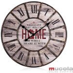 Horloge murale xxl design d�co murale grande horloge de cuisine analogique vintage m�tal bois marron