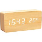 Horloge numrique en bois - rveil  led multifonctions avec affichage de l'heure / de la date / de la ...
