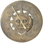 Horloge thermom�tre de jardin vintage station murale d�cor r�tro horloge suspendue motif soleil lune ...