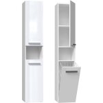 Hucoco - horti - meuble salle de bain avec panier  linge - 31x30x174cm - colonne rangement sdb blanc ...